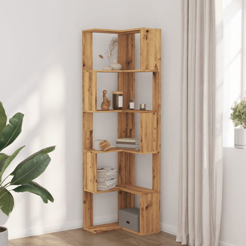 vidaXL Corner Bookcase 5-Tier Artisian Oak 50x50x179 cm Engineered Wood