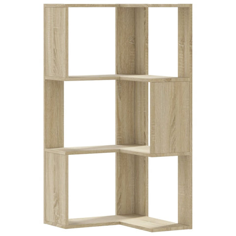 vidaXL Corner Bookcase 3-Tier Sonoma Oak 50x50x102 cm Engineered Wood