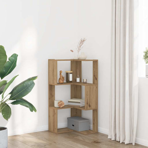 vidaXL Corner Bookcase 3-Tier Artisian Oak 50x50x102 cm Engineered Wood