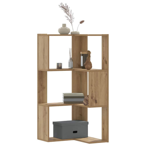vidaXL Corner Bookcase 3-Tier Artisian Oak 50x50x102 cm Engineered Wood