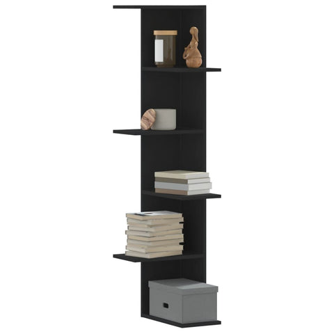 vidaXL Wall Corner Shelf Black 36.5x36.5x140 cm Engineered Wood