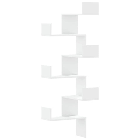 vidaXL Wall Corner Shelf White 45x45x147 cm Engineered Wood