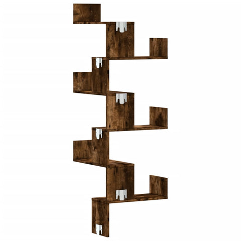 vidaXL Wall Corner Shelf Smoked Oak 45x45x147 cm Engineered Wood