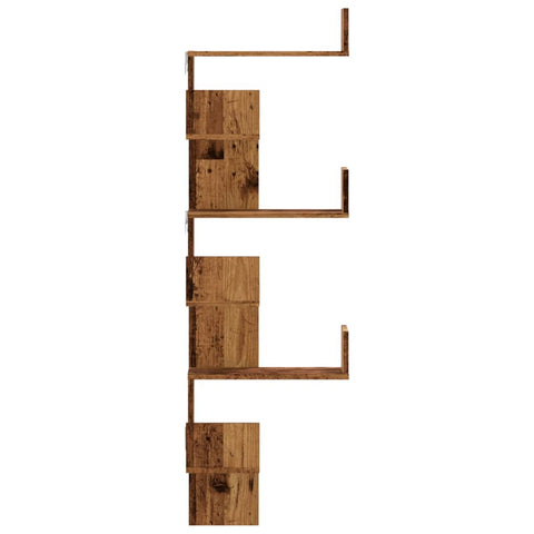 vidaXL Wall Corner Shelf Old Wood 45x45x147 cm Engineered Wood