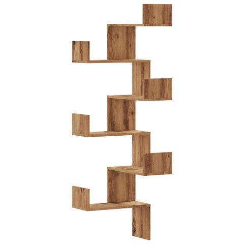 vidaXL Wall Corner Shelf Artisian Oak 45x45x147 cm Engineered Wood