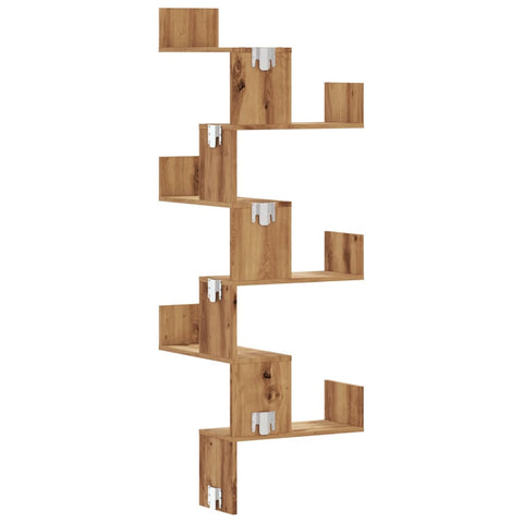 vidaXL Wall Corner Shelf Artisian Oak 45x45x147 cm Engineered Wood