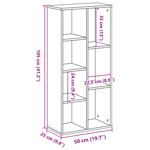 vidaXL Bookcase Sonoma Oak 50x25x105 cm Engineered Wood