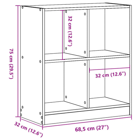 vidaXL Bookcase White 68.5x32x75 cm Engineered Wood