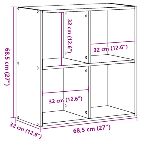 vidaXL Bookcase Black 68.5x32x68.5 cm Engineered Wood