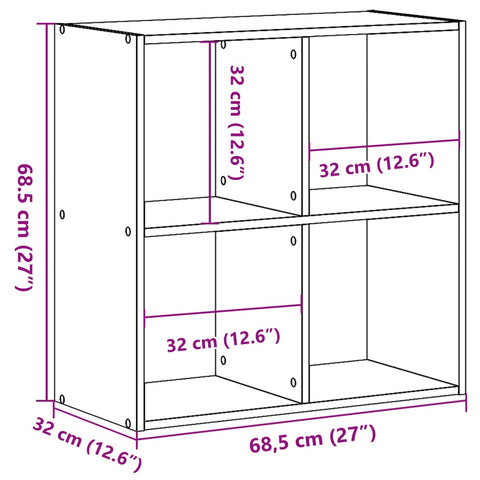 vidaXL Bookcase Brown Oak 68.5x32x68.5 cm Engineered Wood