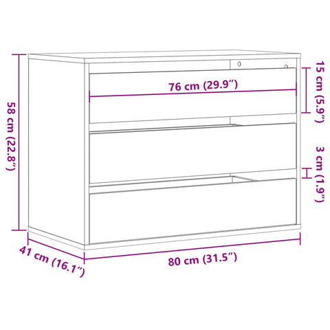 vidaXL Corner Chest of Drawers Concrete Grey 80x41x58 cm Engineered Wood