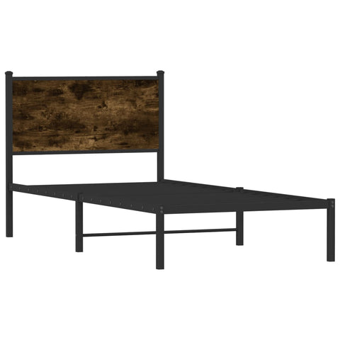 vidaXL Metal Bed Frame without Mattress Smoked Oak 75x190 cm Small Single