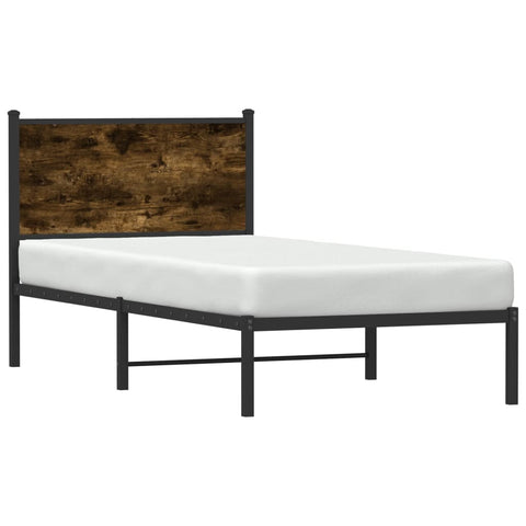 vidaXL Metal Bed Frame without Mattress Smoked Oak 75x190 cm Small Single