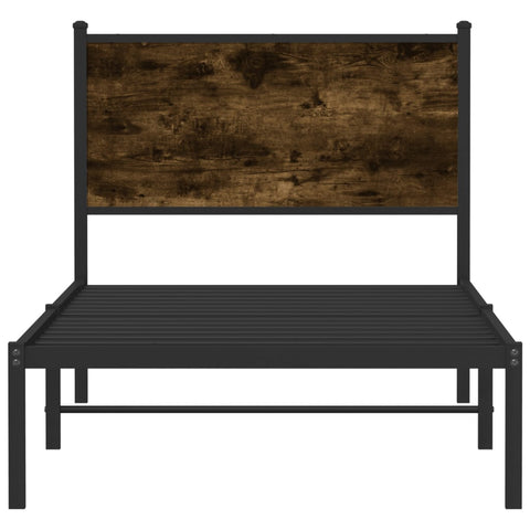 vidaXL Metal Bed Frame without Mattress Smoked Oak 75x190 cm Small Single