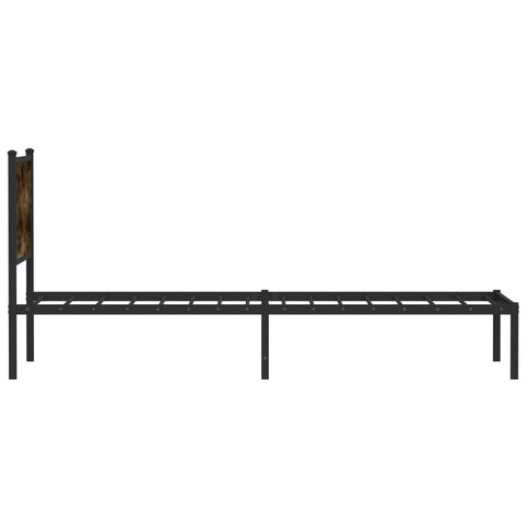 vidaXL Metal Bed Frame without Mattress Smoked Oak 75x190 cm Small Single