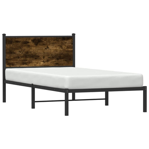 vidaXL Metal Bed Frame without Mattress Smoked Oak 100x190 cm