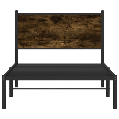vidaXL Metal Bed Frame without Mattress Smoked Oak 100x200 cm