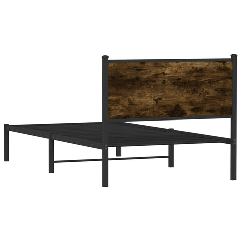vidaXL Metal Bed Frame without Mattress Smoked Oak 100x200 cm
