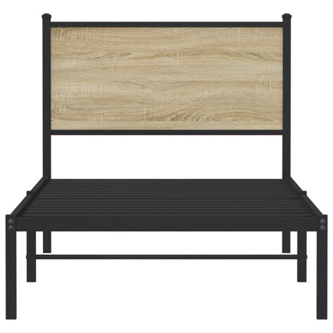 vidaXL Metal Bed Frame without Mattress Sonoma Oak 90x190 cm Single