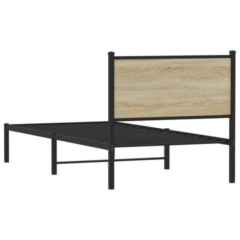 vidaXL Metal Bed Frame without Mattress Sonoma Oak 90x190 cm Single