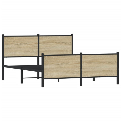 vidaXL Metal Bed Frame without Mattress Sonoma Oak 137x190 cm