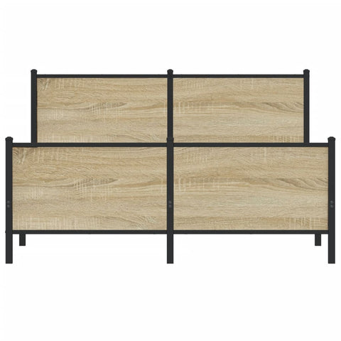 vidaXL Metal Bed Frame without Mattress Sonoma Oak 137x190 cm