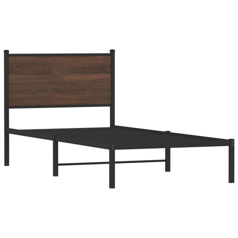 vidaXL Metal Bed Frame without Mattress Brown Oak 90x190 cm Single