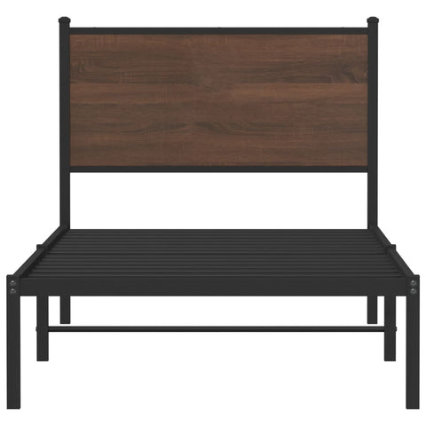vidaXL Metal Bed Frame without Mattress Brown Oak 90x190 cm Single