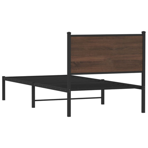 vidaXL Metal Bed Frame without Mattress Brown Oak 90x190 cm Single