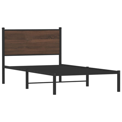 vidaXL Metal Bed Frame without Mattress Brown Oak 100x200 cm