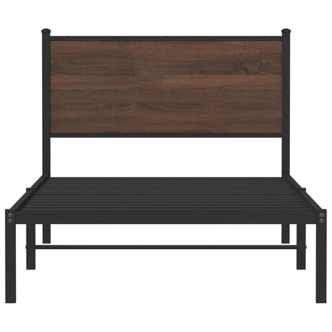 vidaXL Metal Bed Frame without Mattress Brown Oak 100x200 cm