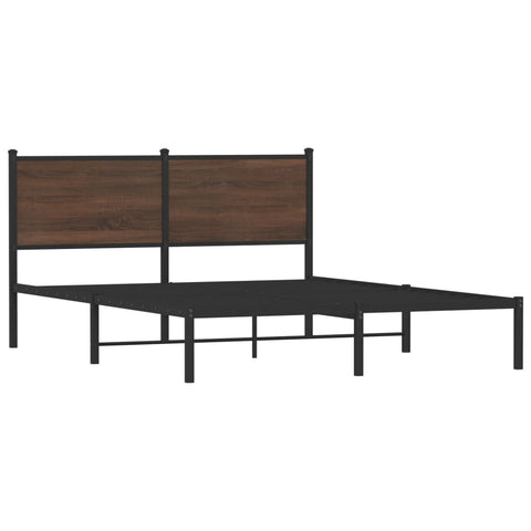 vidaXL Metal Bed Frame without Mattress Brown Oak 140x200 cm