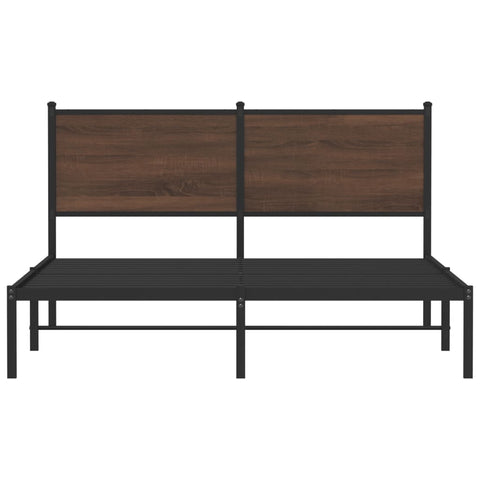 vidaXL Metal Bed Frame without Mattress Brown Oak 140x200 cm