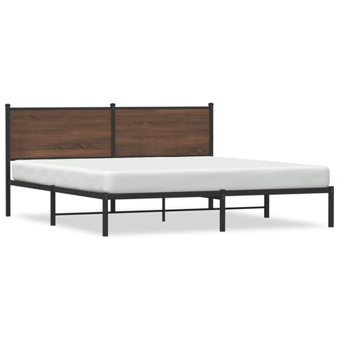 vidaXL Metal Bed Frame without Mattress Brown Oak 180x200 cm Super King