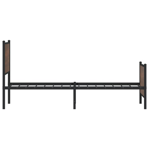 vidaXL Metal Bed Frame without Mattress Brown Oak 75x190 cm Small Single