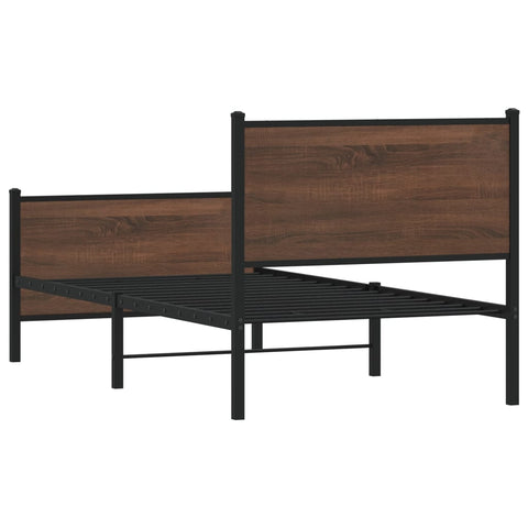 vidaXL Metal Bed Frame without Mattress Brown Oak 75x190 cm Small Single