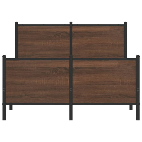 vidaXL Metal Bed Frame without Mattress Brown Oak 137x190 cm