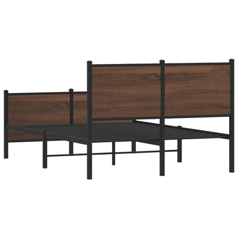 vidaXL Metal Bed Frame without Mattress Brown Oak 137x190 cm