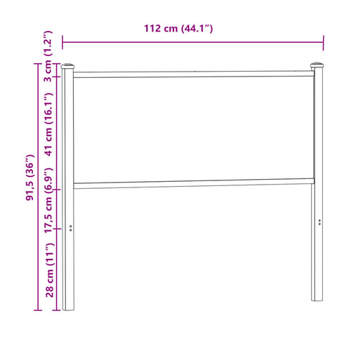 vidaXL Headboard Brown Oak 107 cm Engineered Wood and Steel