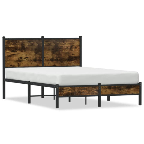 vidaXL Metal Bed Frame without Mattress Smoked Oak 120x200 cm
