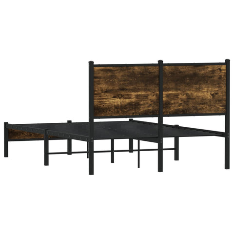vidaXL Metal Bed Frame without Mattress Smoked Oak 120x200 cm