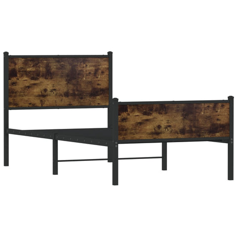 vidaXL Metal Bed Frame without Mattress Smoked Oak 75x190 cm Small Single