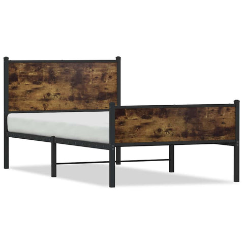 vidaXL Metal Bed Frame without Mattress Smoked Oak 107x203 cm
