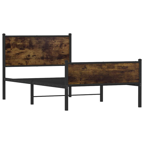 vidaXL Metal Bed Frame without Mattress Smoked Oak 107x203 cm