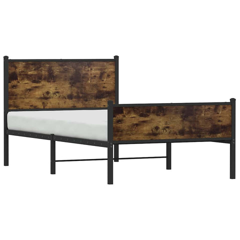 vidaXL Metal Bed Frame without Mattress Smoked Oak 107x203 cm