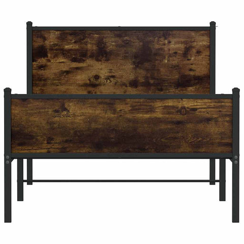 vidaXL Metal Bed Frame without Mattress Smoked Oak 107x203 cm