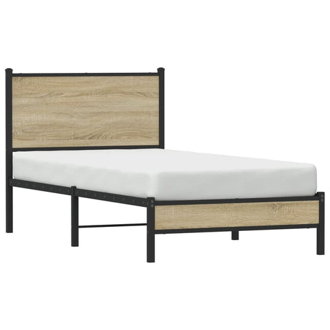 vidaXL Metal Bed Frame without Mattress Sonoma Oak 75x190 cm Small Single