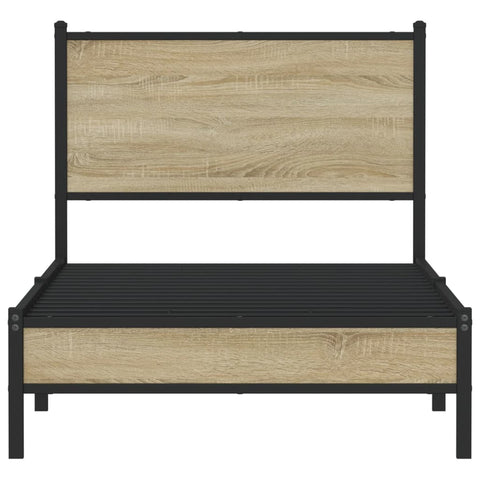 vidaXL Metal Bed Frame without Mattress Sonoma Oak 75x190 cm Small Single