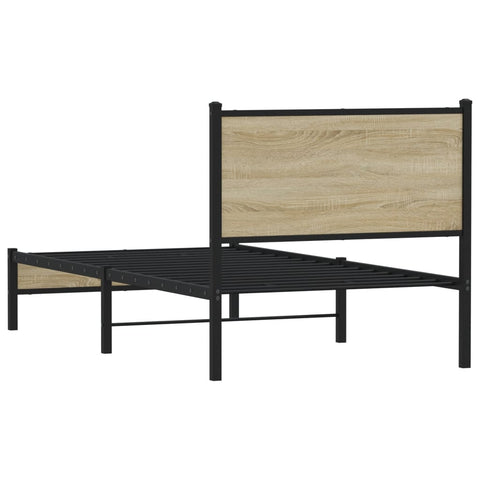 vidaXL Metal Bed Frame without Mattress Sonoma Oak 75x190 cm Small Single
