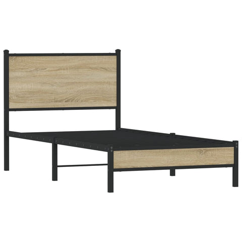 vidaXL Metal Bed Frame without Mattress Sonoma Oak 90x200 cm